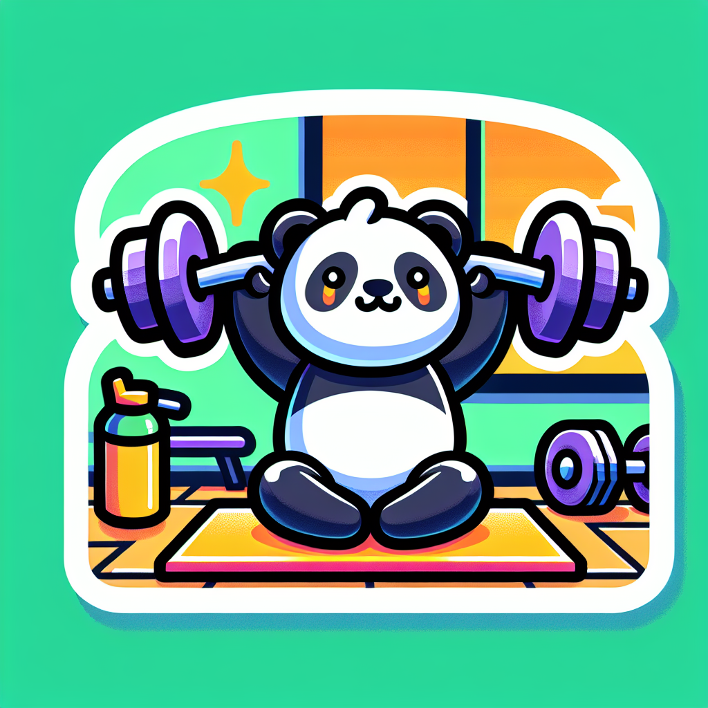 sticker-A panda lifting weights or doing yoga in a gym environment-discord stickers-1733096922866